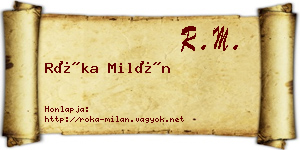 Róka Milán névjegykártya